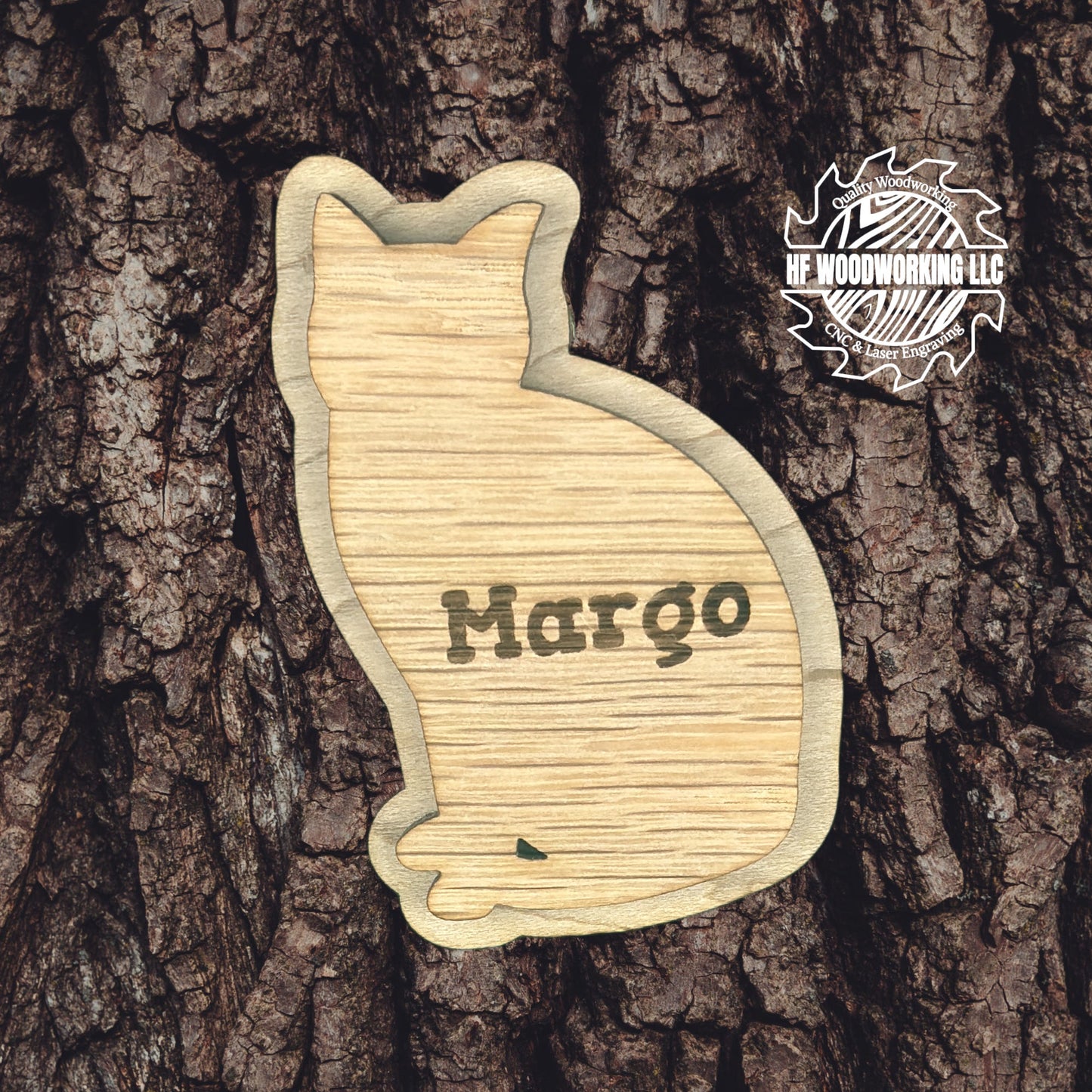 Personalized Wood Cat Magnet