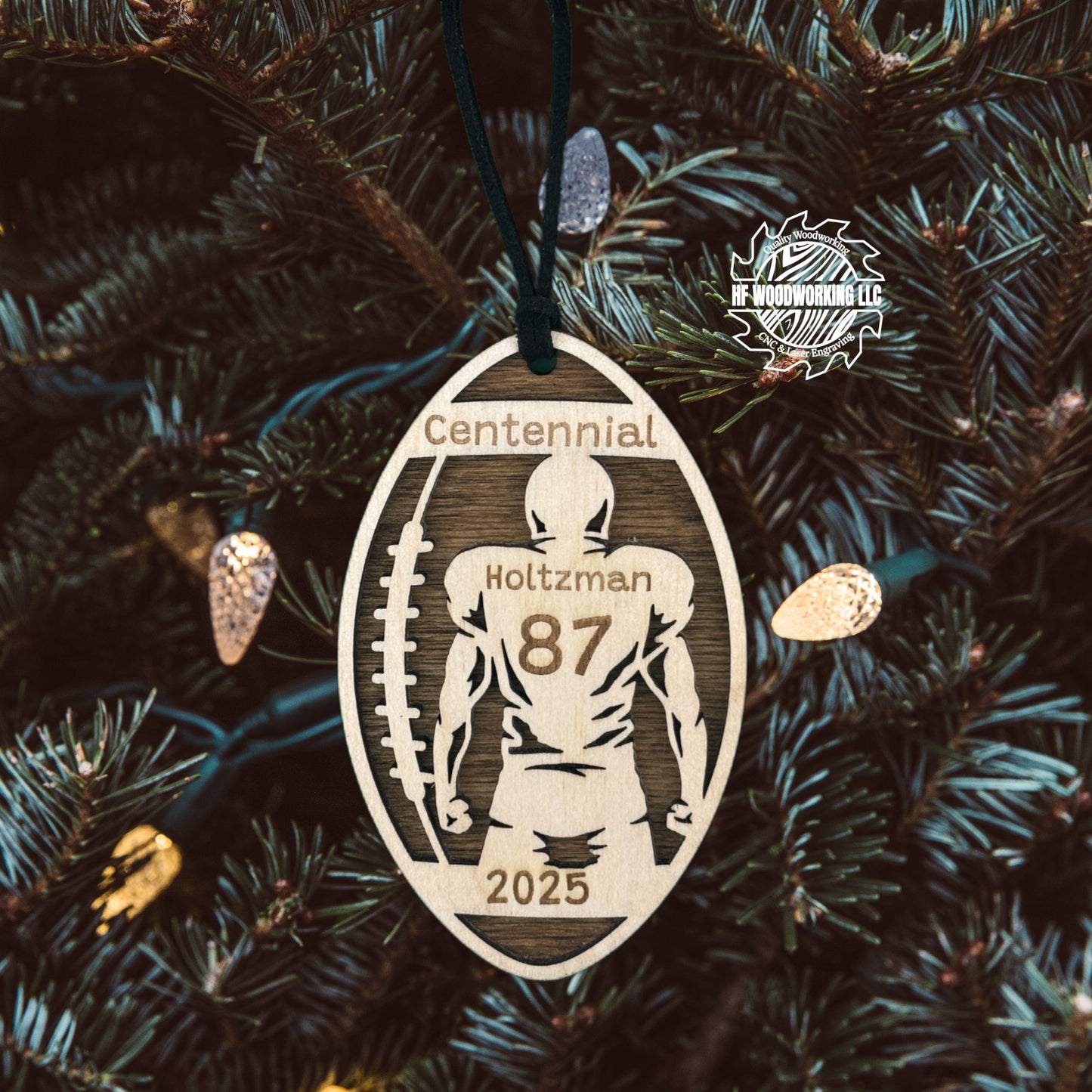 Personalized Wood Football Player Ornament