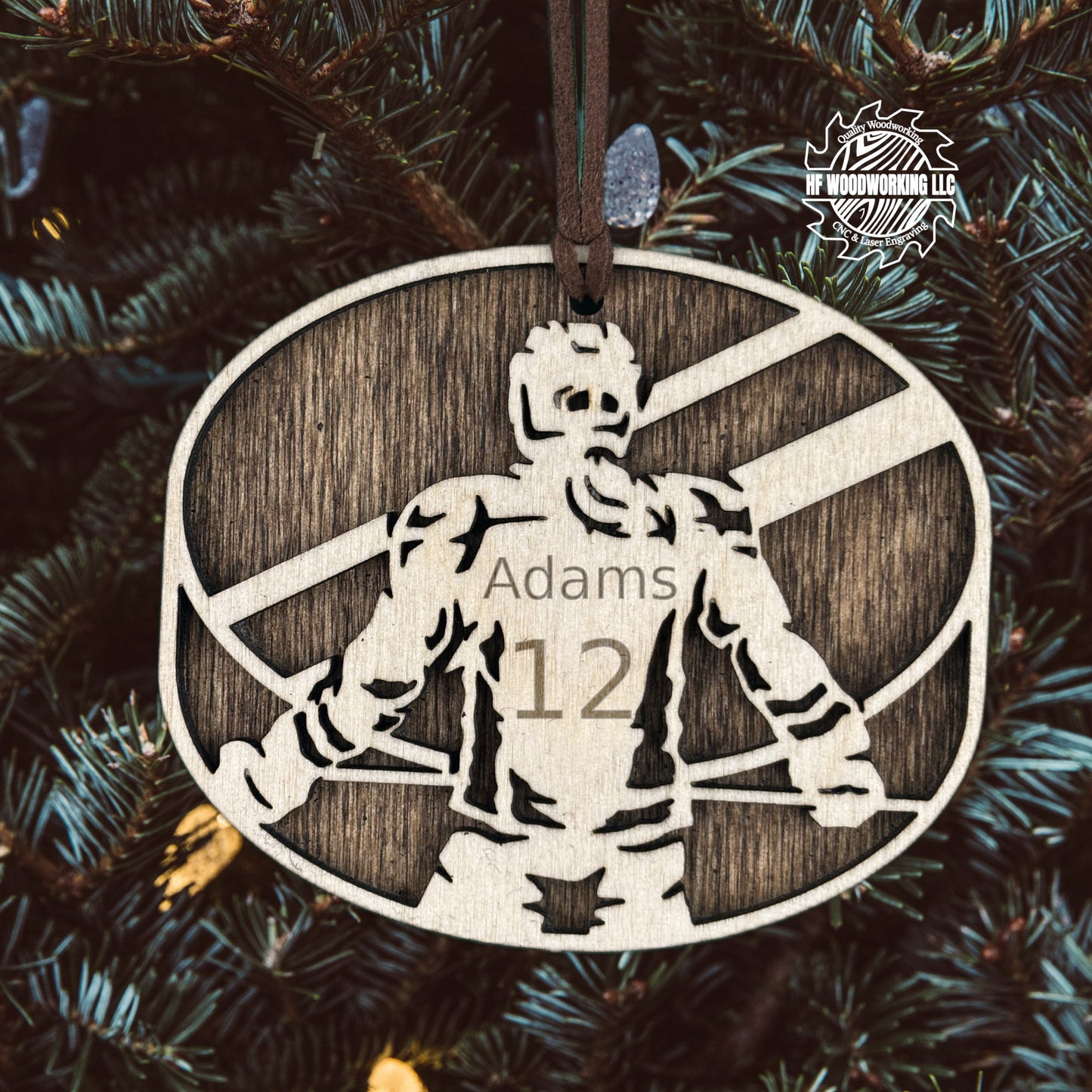 Personalized Wood Hockey Ornament