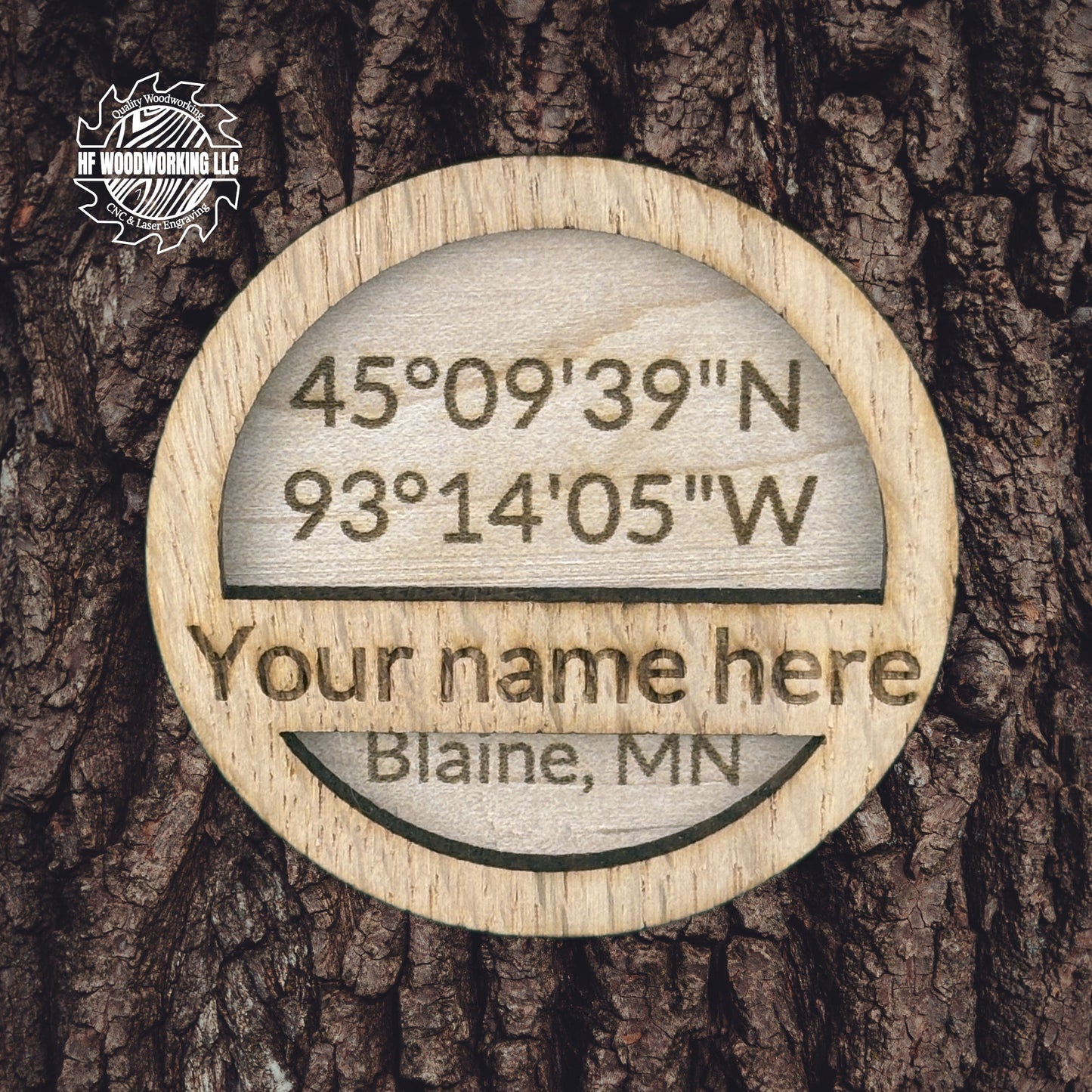 Personalized Home GPS Coordinate Wood Magnet