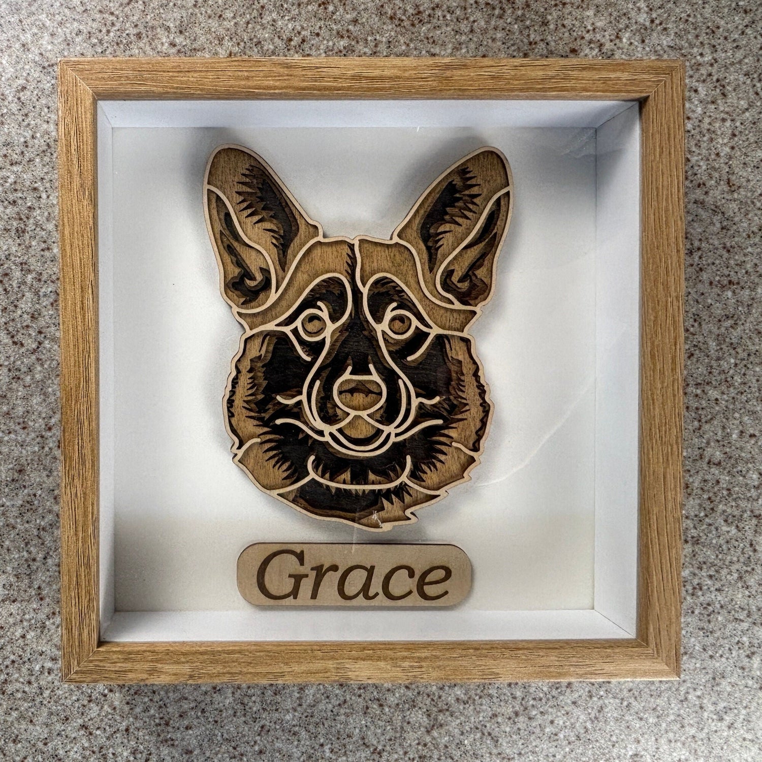 Personalized wood dog wall art of Corgi