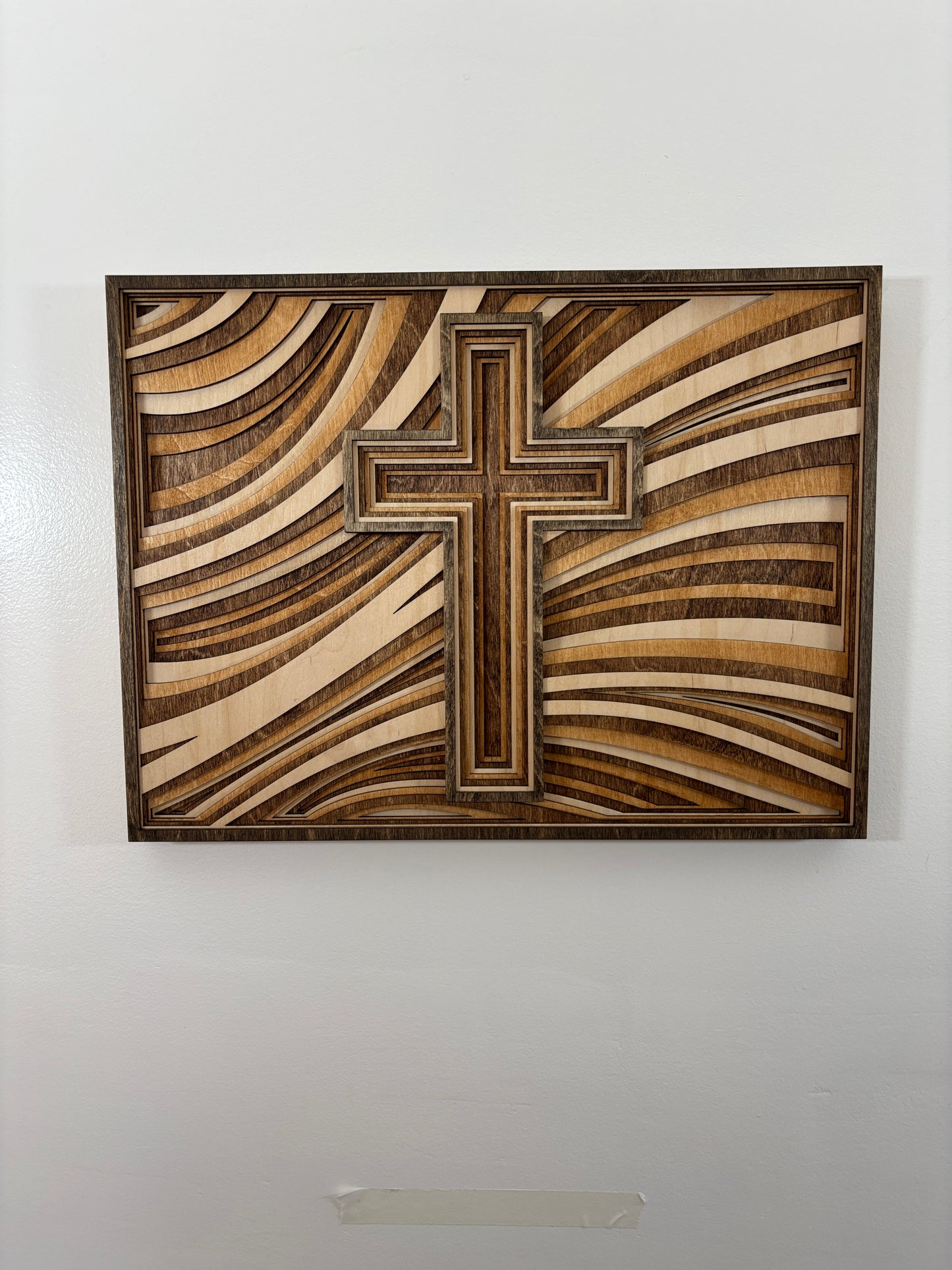 Wavy Layered Cross Wall Art