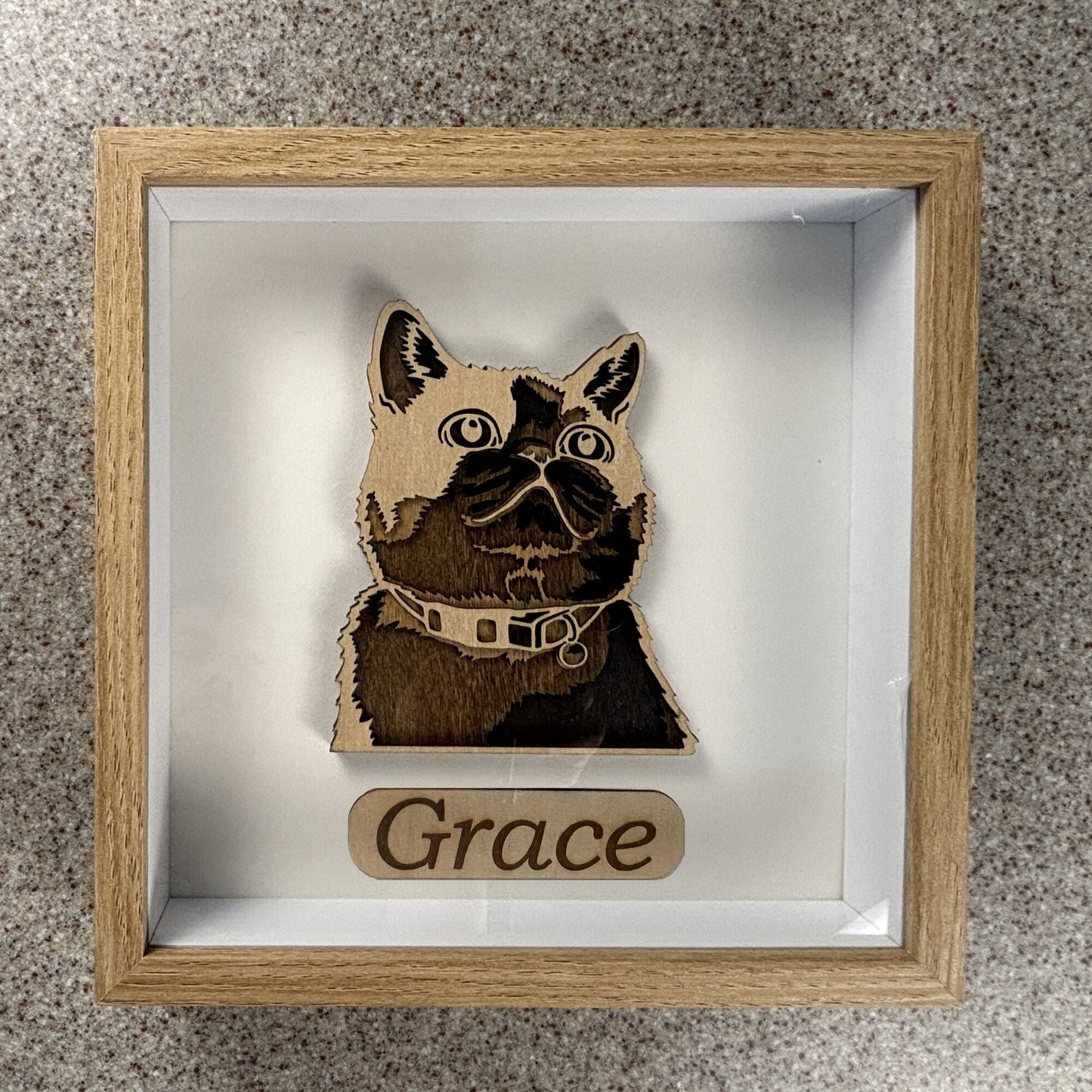 Personalized Wood Cat Wall Art Shadow Box