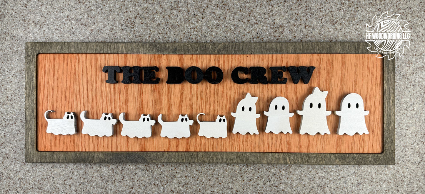 Personalized Boo Crew Ghost Family Wood Wall Art