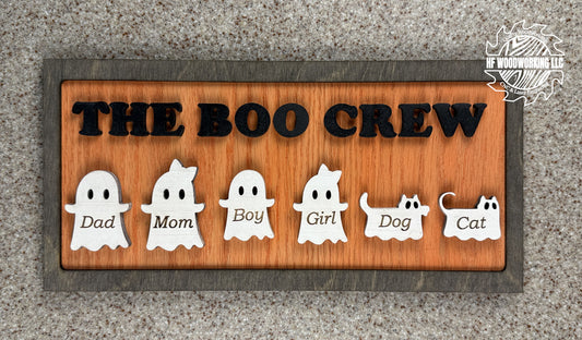Personalized Boo Crew Ghost Family Wood Wall Art