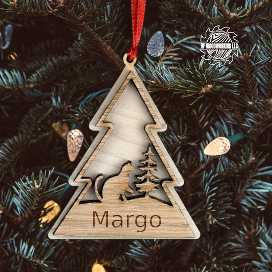 Personalized Wood Cat Chistmas Tree Ornament