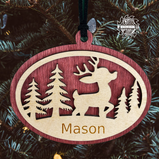 Personalized Wood Reindeer Ornament