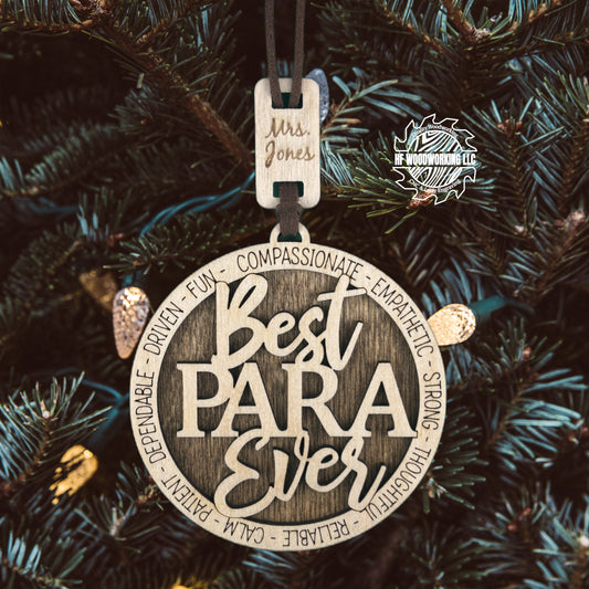 Personalized Wood Best Para Ever Gift Ornament