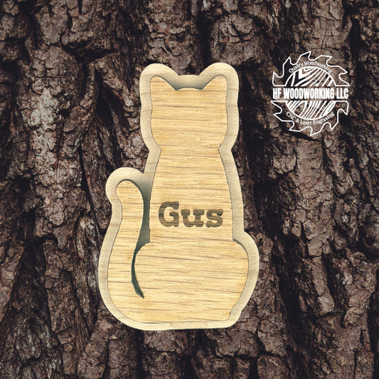 Personalized Wood Cat Magnet