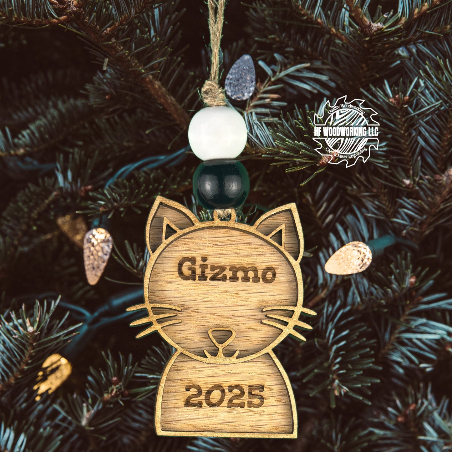 Personalized Wood Cat Ornament