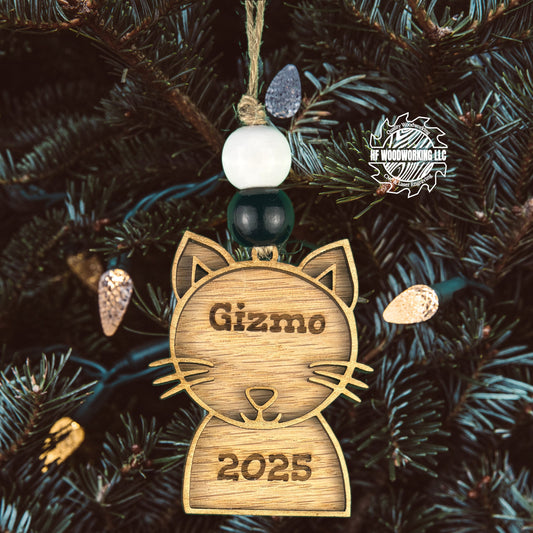 Personalized Wood Cat Ornament