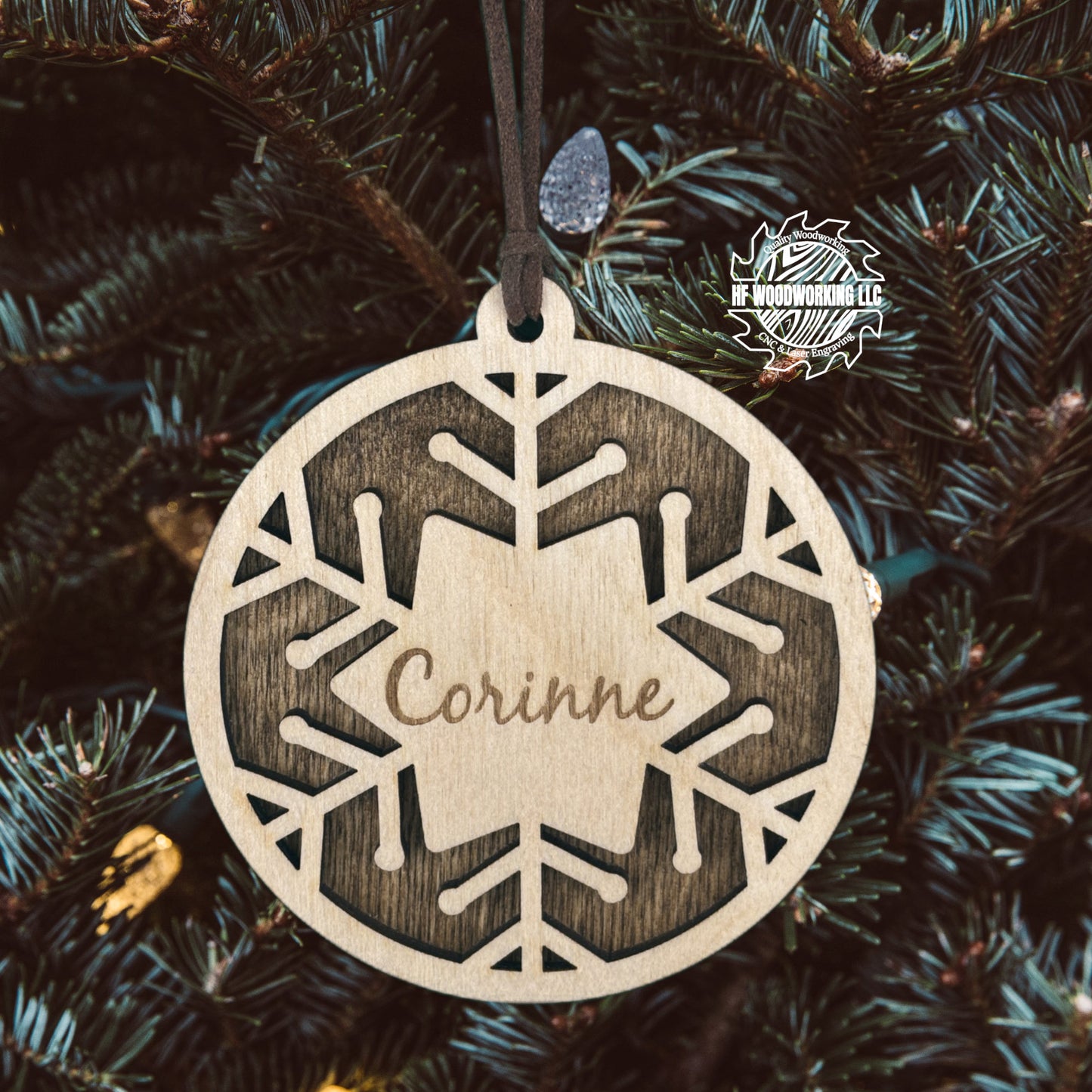 Personalized Wood Snowflake Ornament