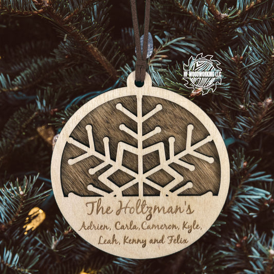 Personalized Wood Snowflake Ornament
