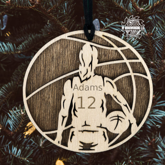 Personalized Wood Basketball Ornament