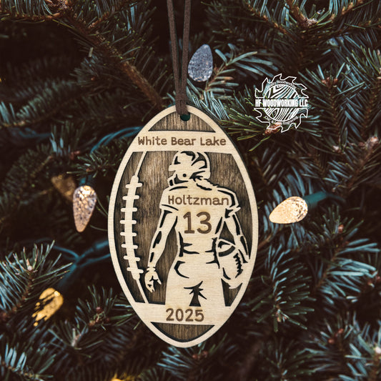 Personalized Wood Football Player Ornament