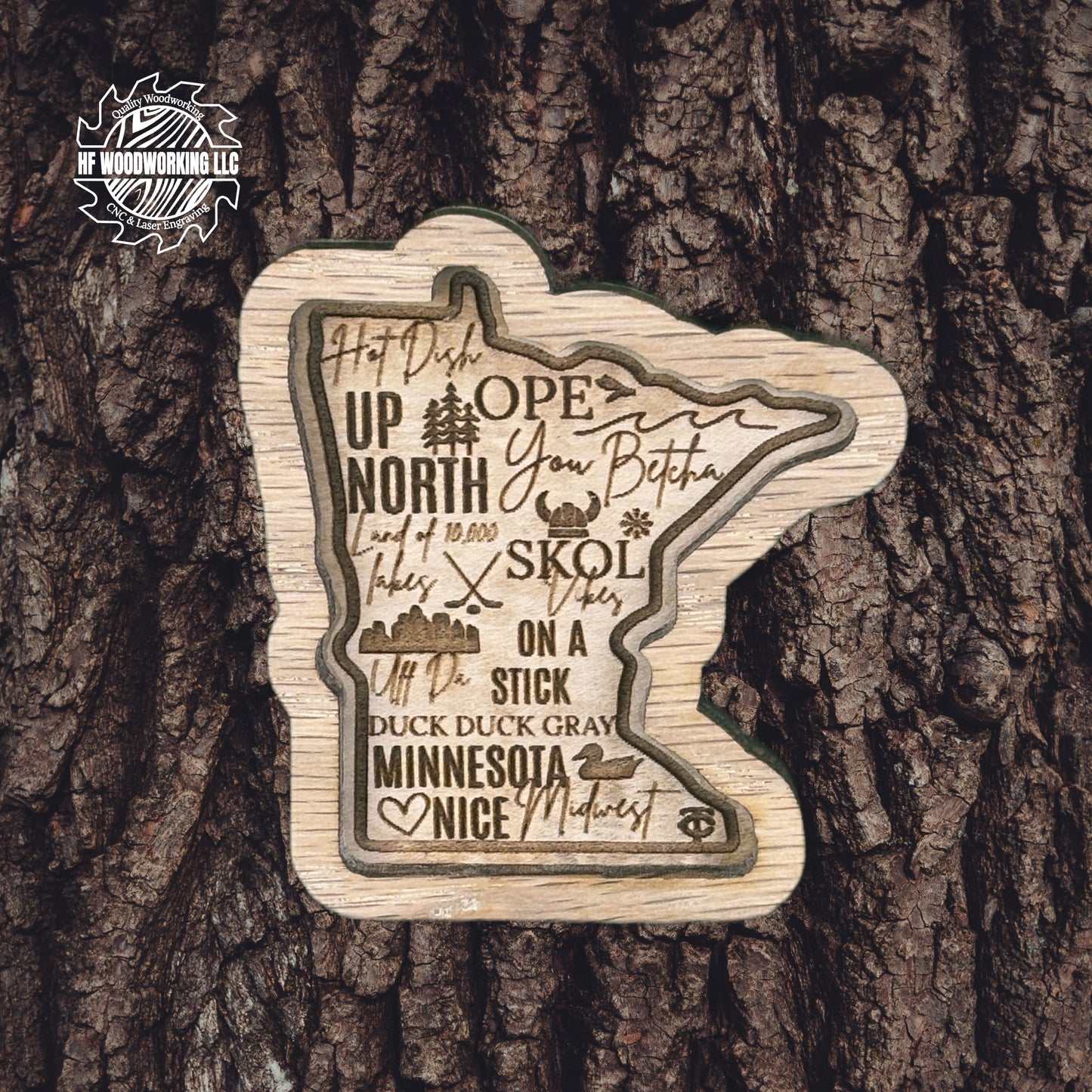 Wood Minnesota Sayings Magnet
