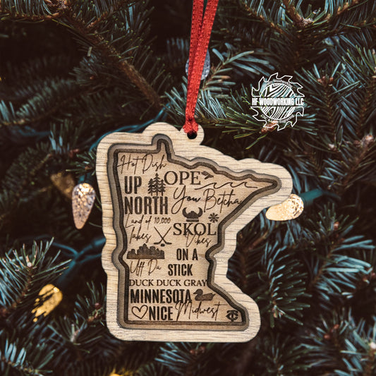 Wood Minnesota Sayings Ornament
