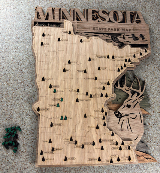 Wooden Minnesota state park tracking map