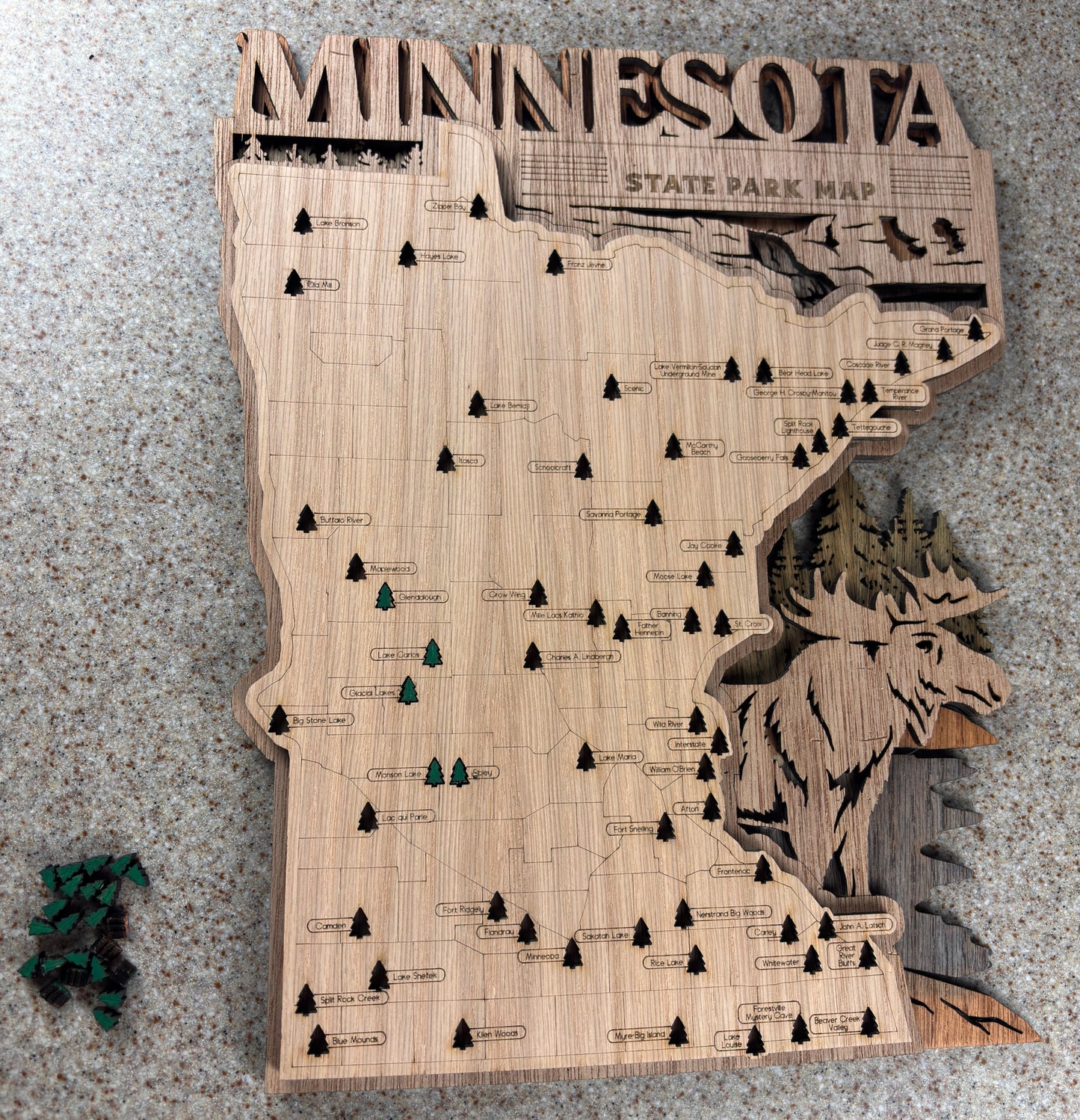 Wooden Minnesota state park tracking map